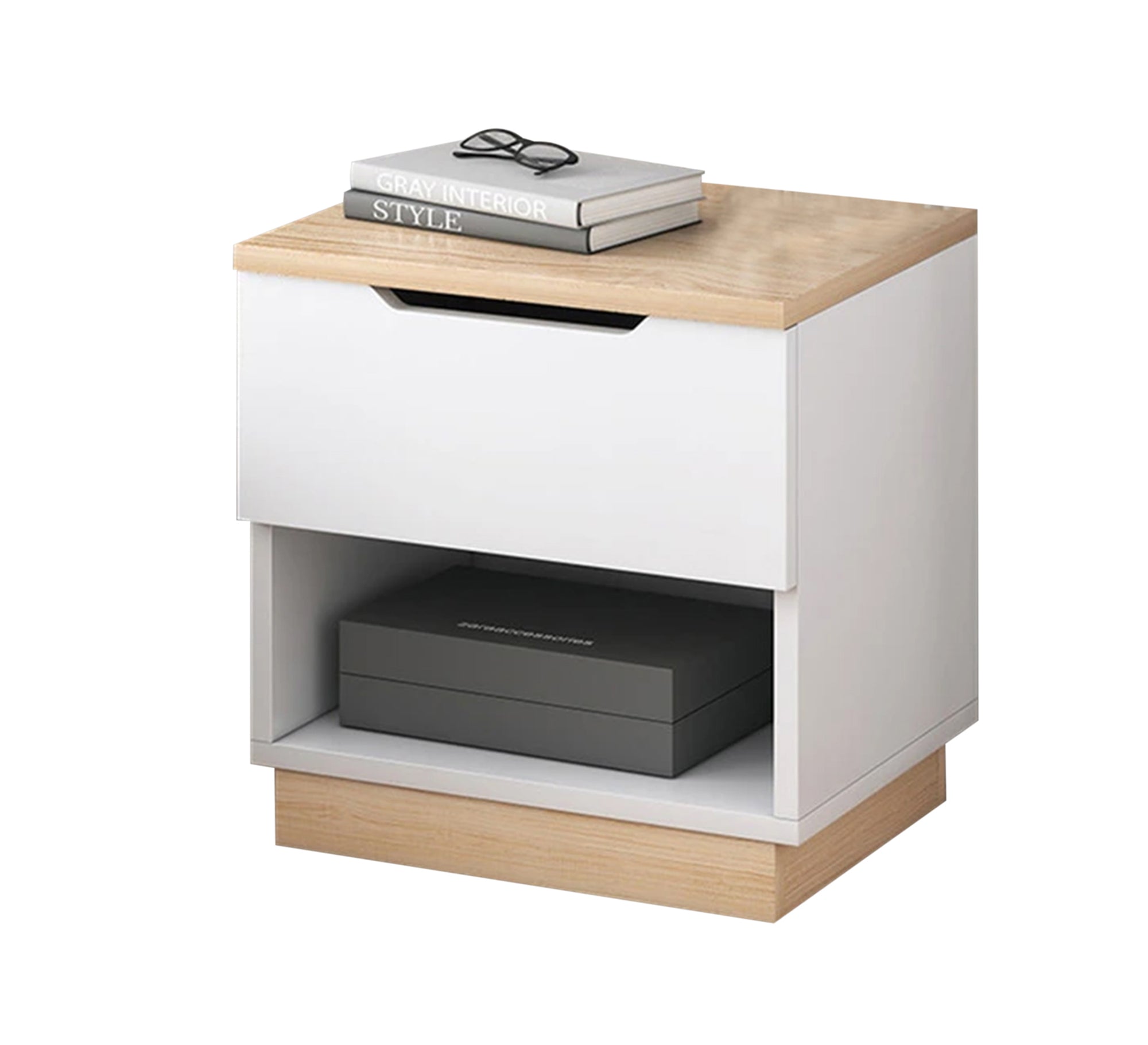 Modern design white and beige nightstand - Vitrine Furniture - Furniture