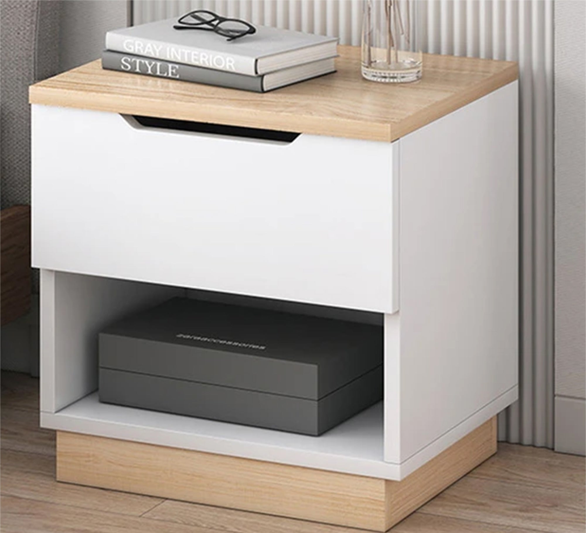 Modern design white and beige nightstand - Vitrine Furniture - Furniture
