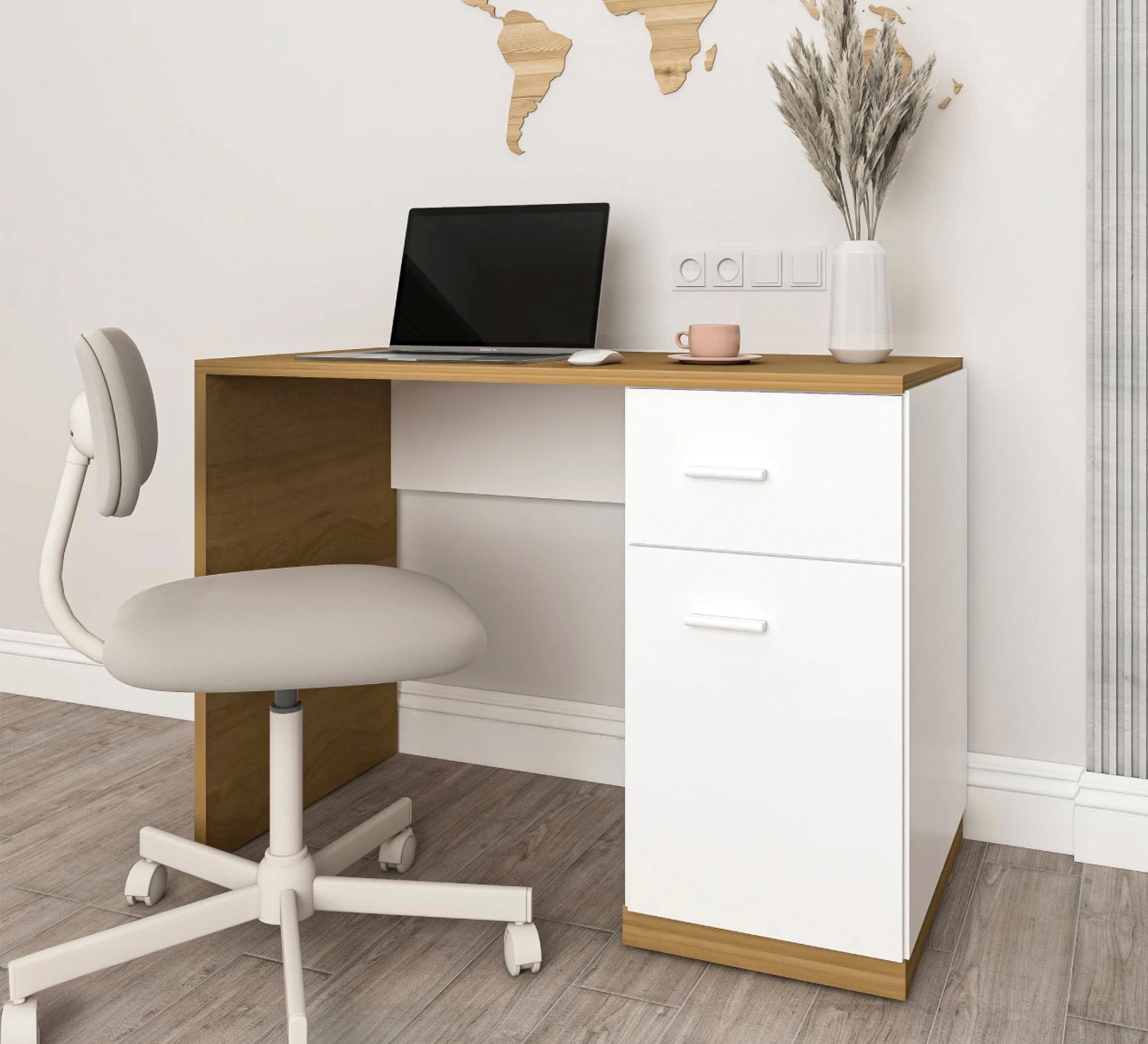Modern desk in white and beige - Vitrine Furniture - Desks