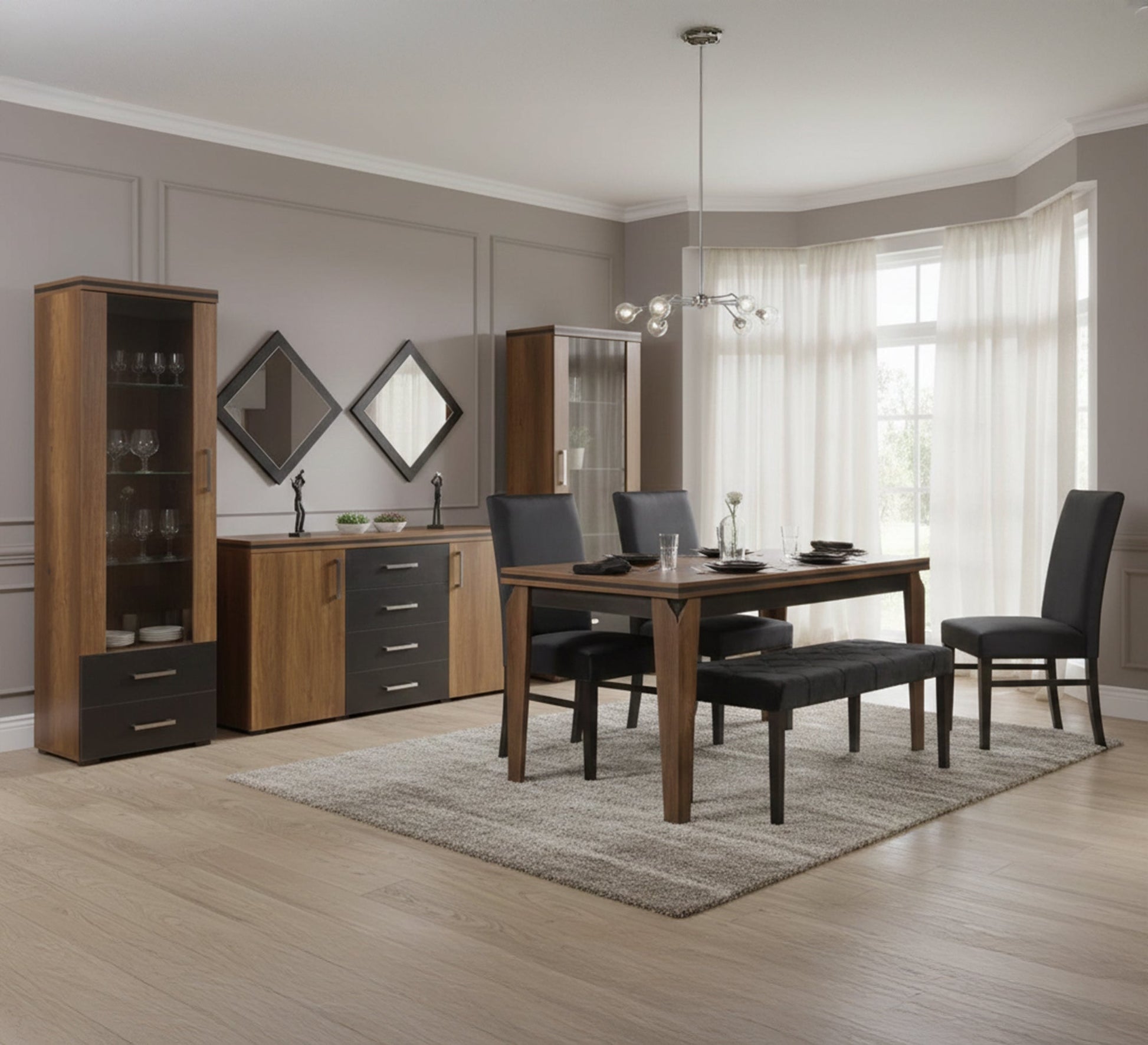 Modern dining room in black and brown - Vitrine Furniture - Sets