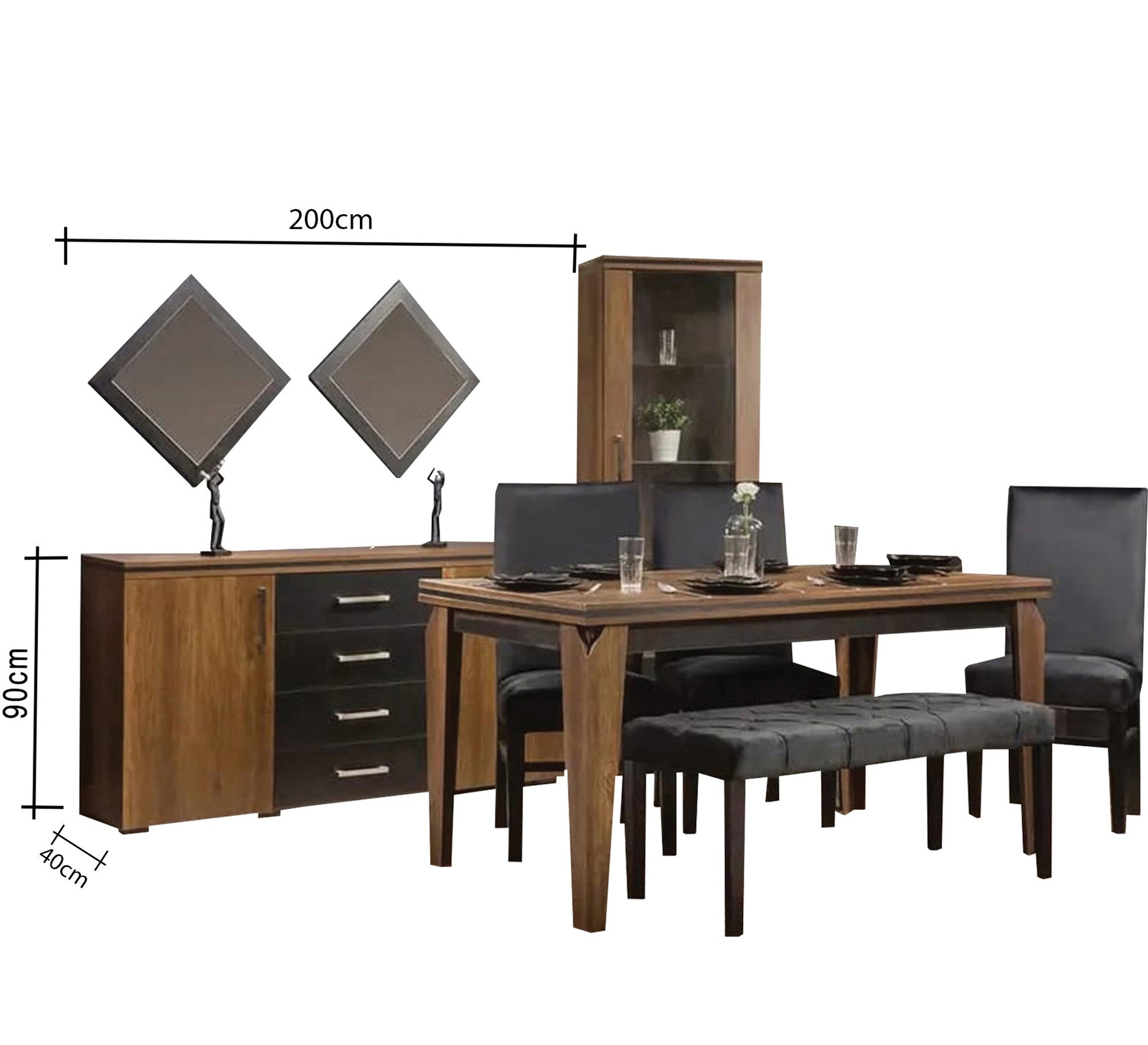 Modern dining room in black and brown - Vitrine Furniture - Sets