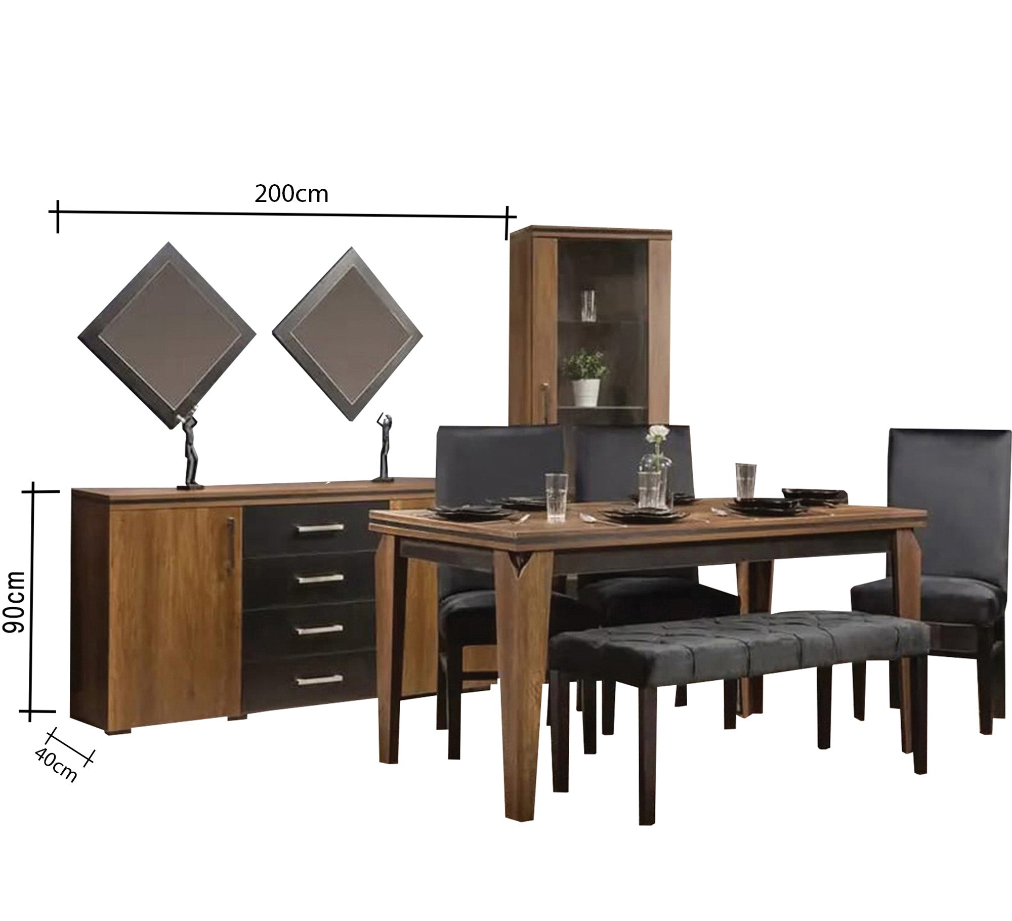 Modern dining room in black and brown - Vitrine Furniture - Sets