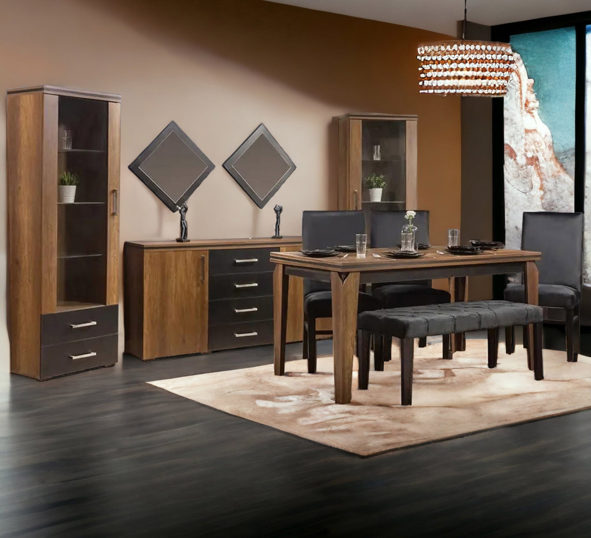 Modern dining room in black and brown - Vitrine Furniture - Sets