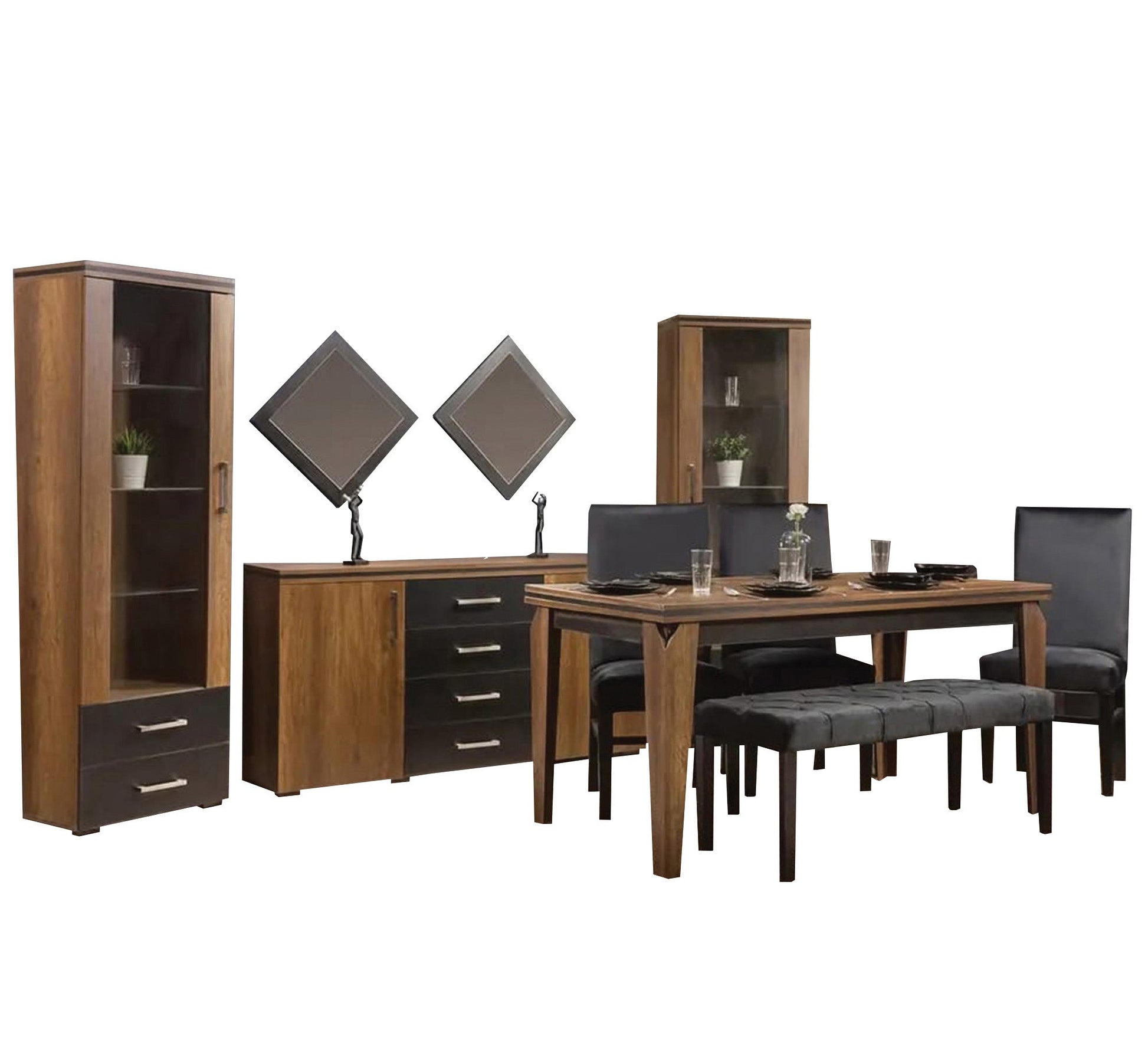 Modern dining room in black and brown - Vitrine Furniture - Sets