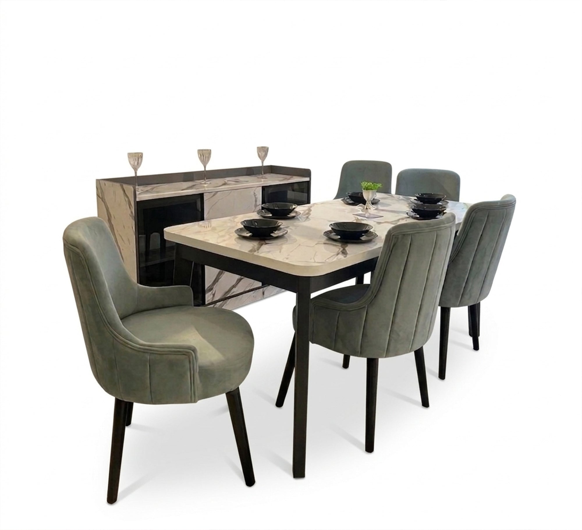 Modern dining room in black and white - Vitrine Furniture - Dining Room Set