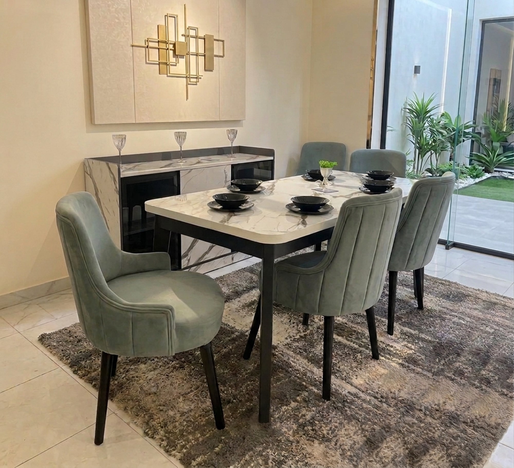 Modern dining room in black and white - Vitrine Furniture - Dining Room Set