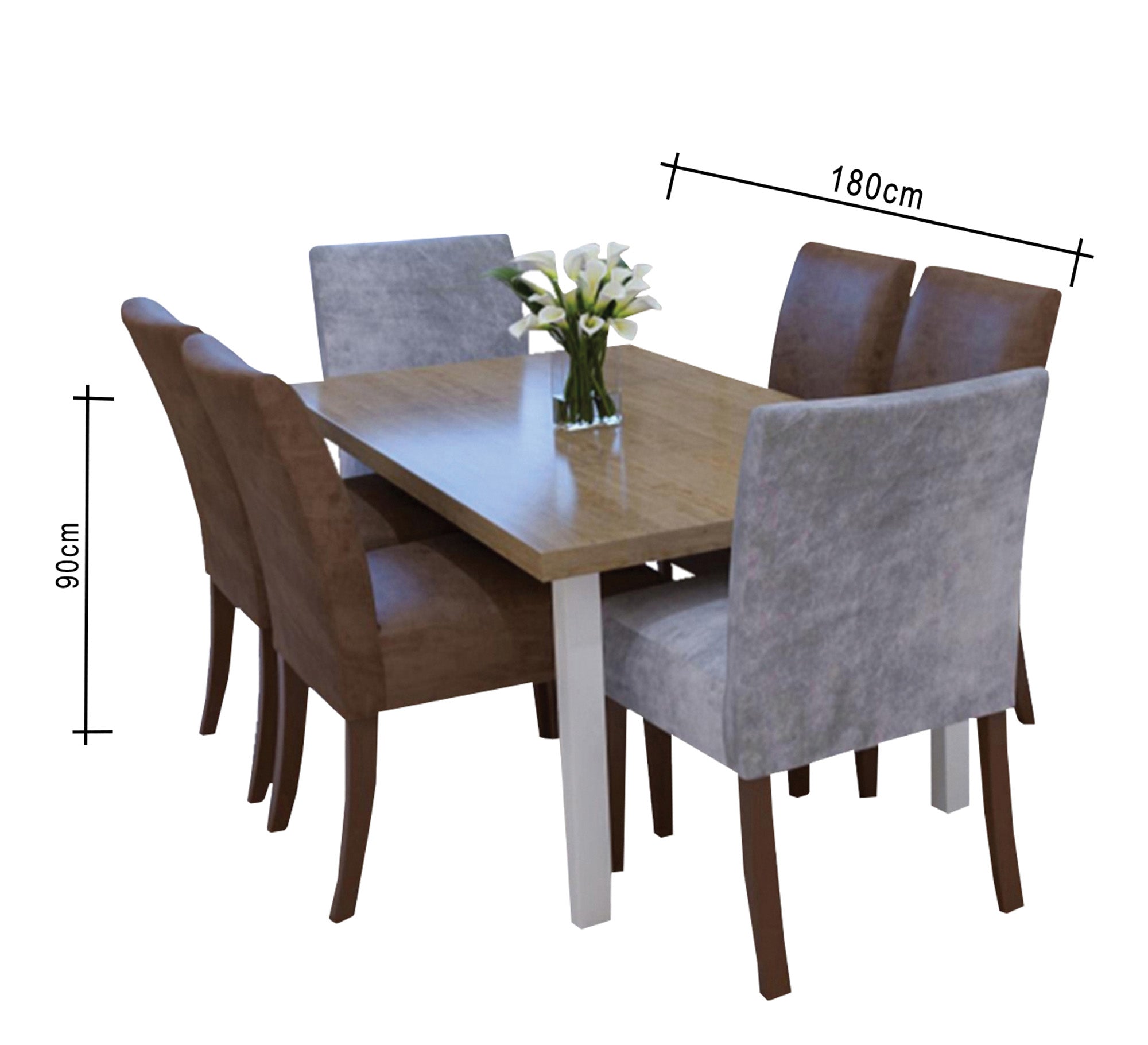 Modern dining room in gray and brown colors - Vitrine Furniture - Sets