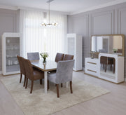 Modern dining room in gray and brown colors - Vitrine Furniture - Sets
