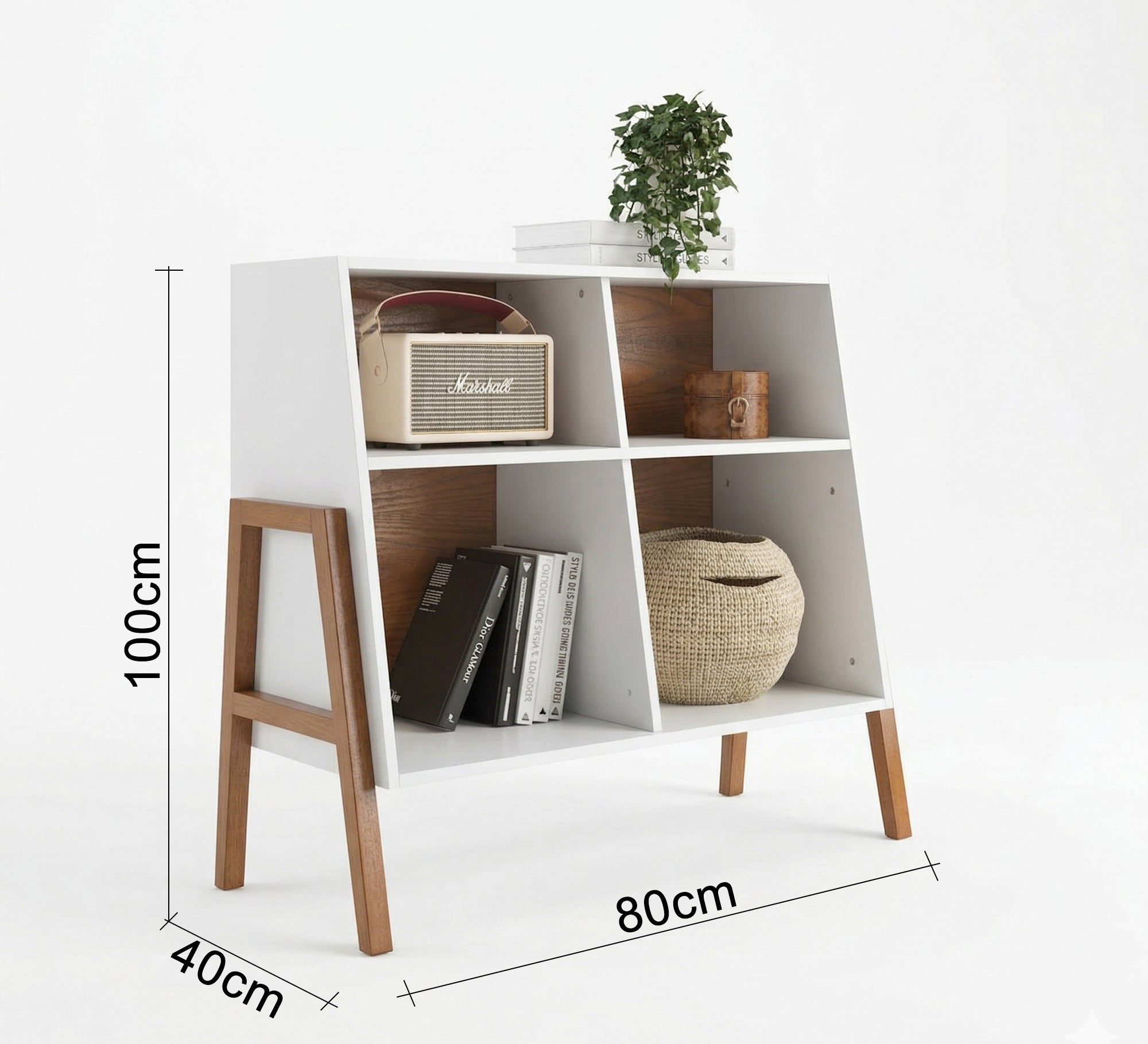 Modern display cabinet with slanted wooden legs - Vitrine Furniture - Office Bookcases