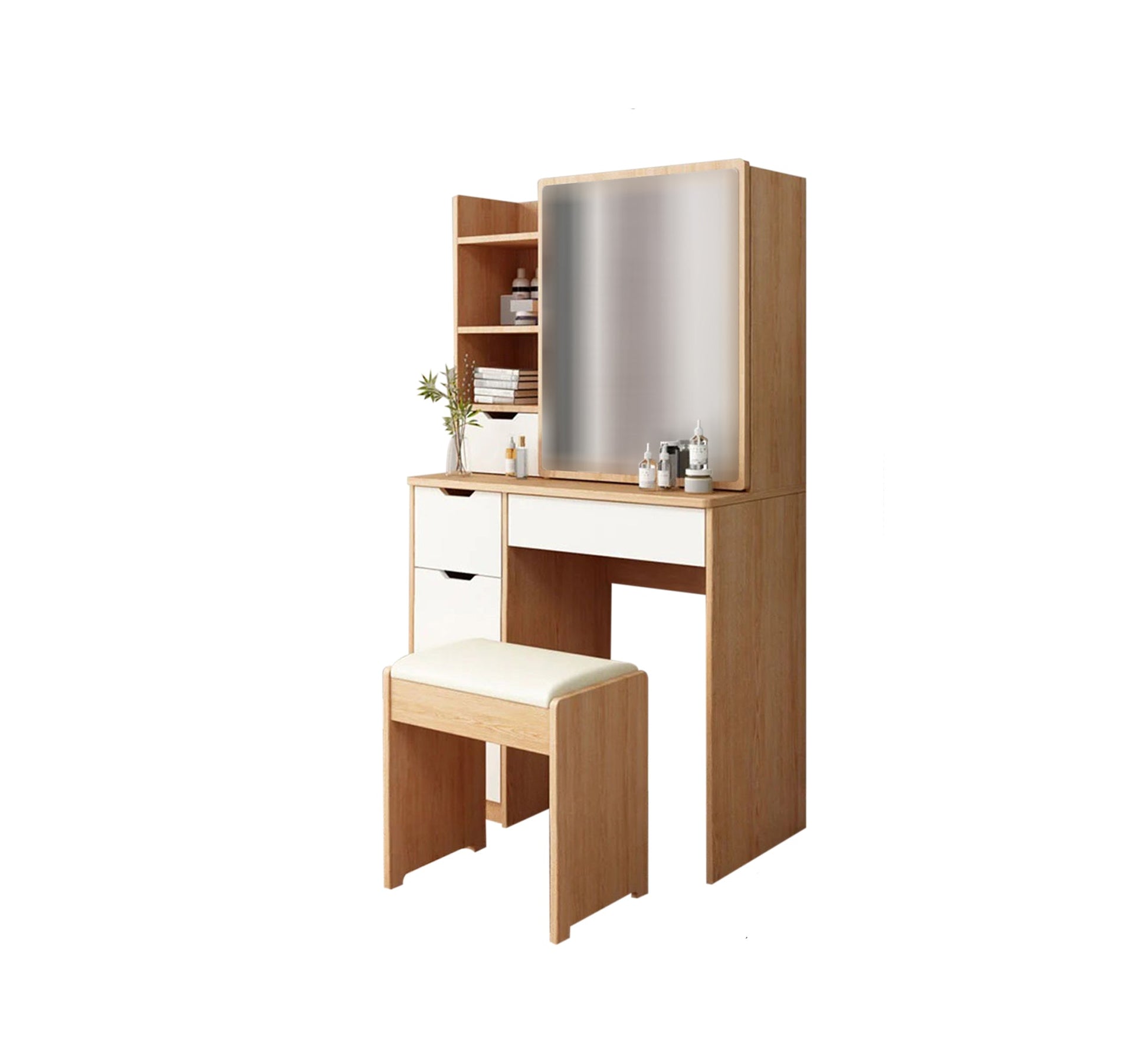 modern dressing table with mirror and stool Modern dressing table with a large mirror – Vitrine Furniture