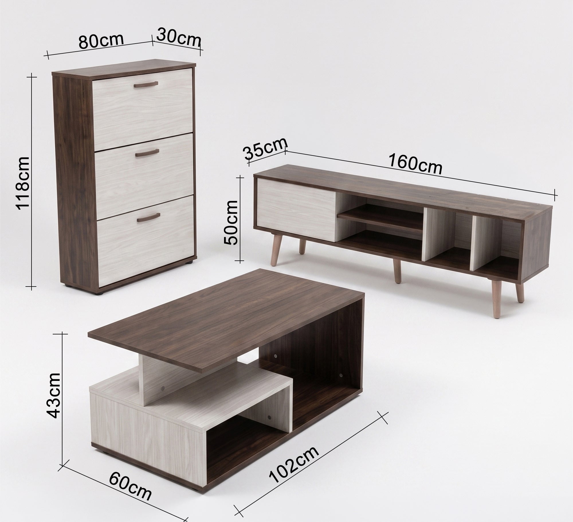 Modern furniture set with an elegant and practical design - Vitrine Furniture - TV Table & Cabinet