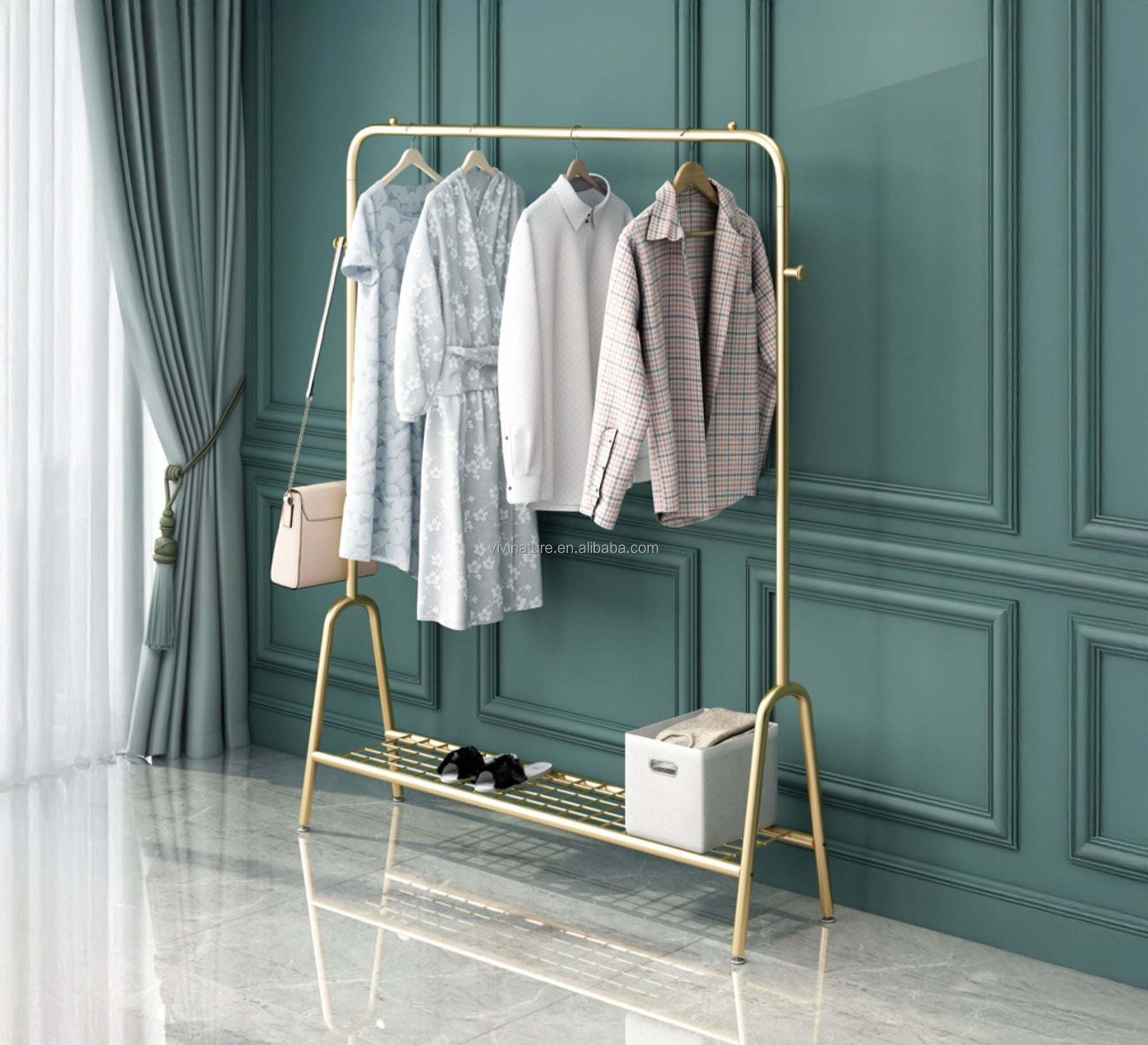 Modern gold - colored clothes organizer - Vitrine Furniture - Furniture