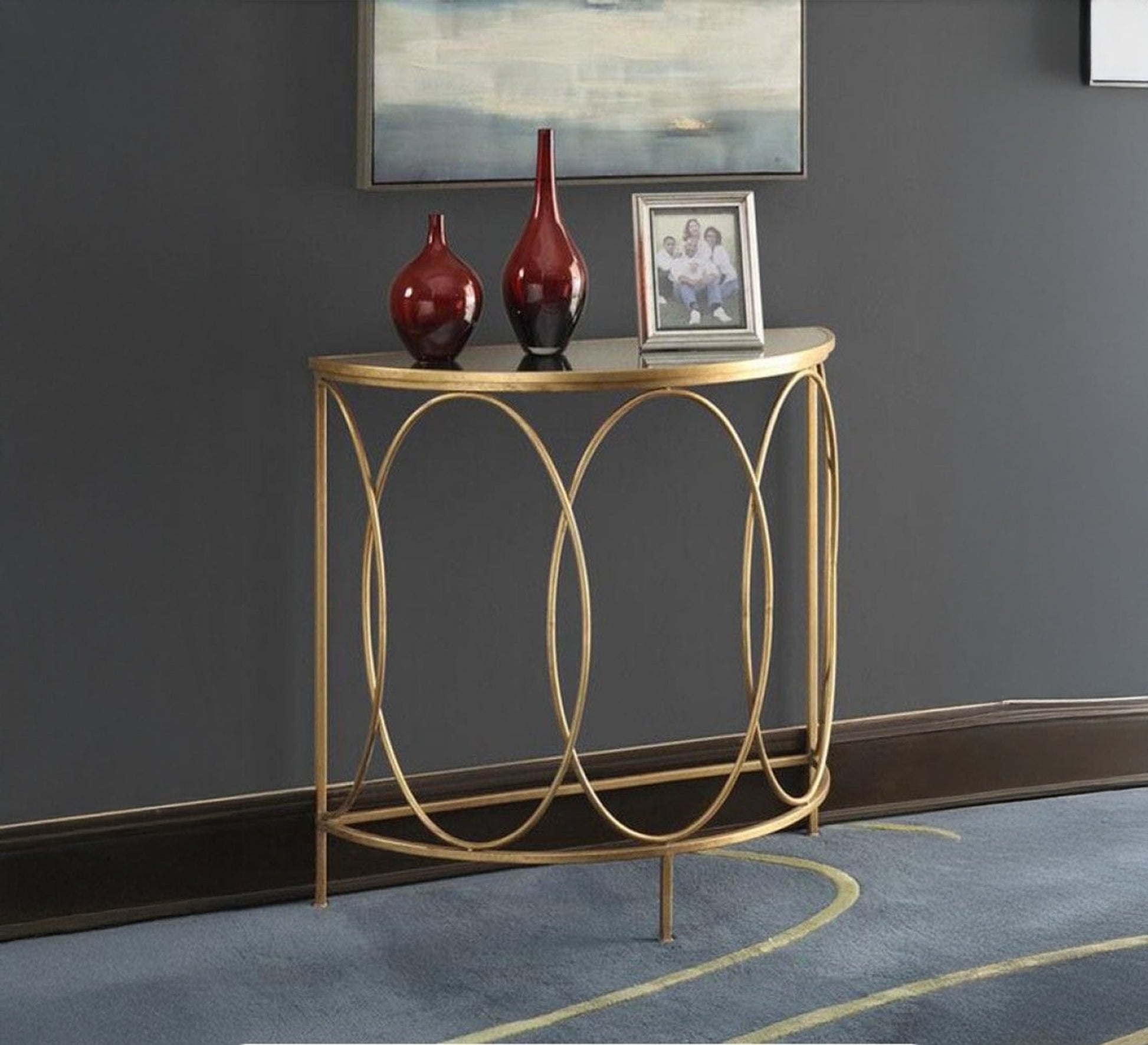 Modern golden circular console - Vitrine Furniture - Furniture