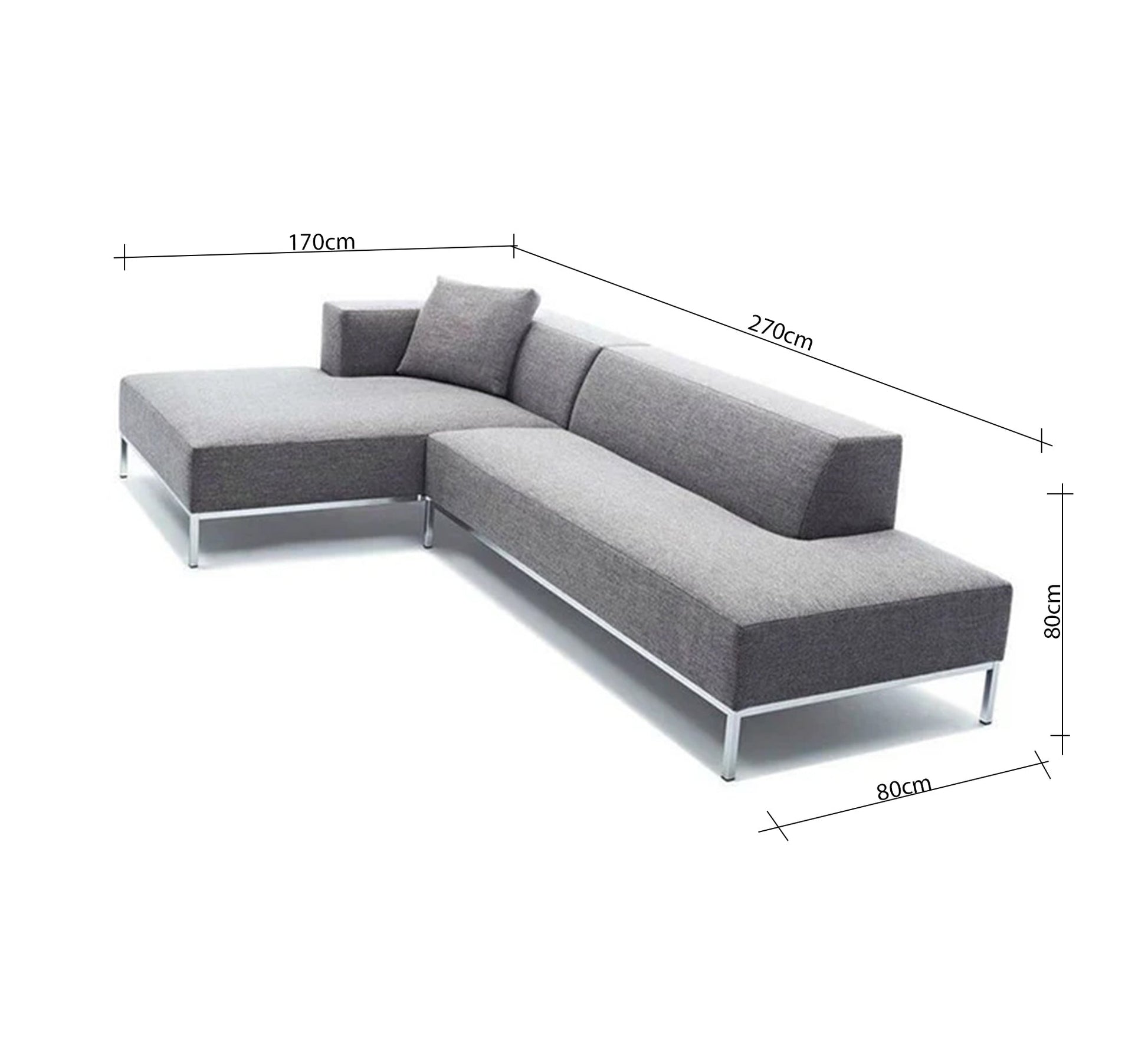 Modern gray corner sofa with metal legs and simple design - Vitrine Furniture - Furniture