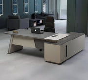 Modern Gray L - Shaped Desk with Side Unit - Vitrine Furniture - Furniture