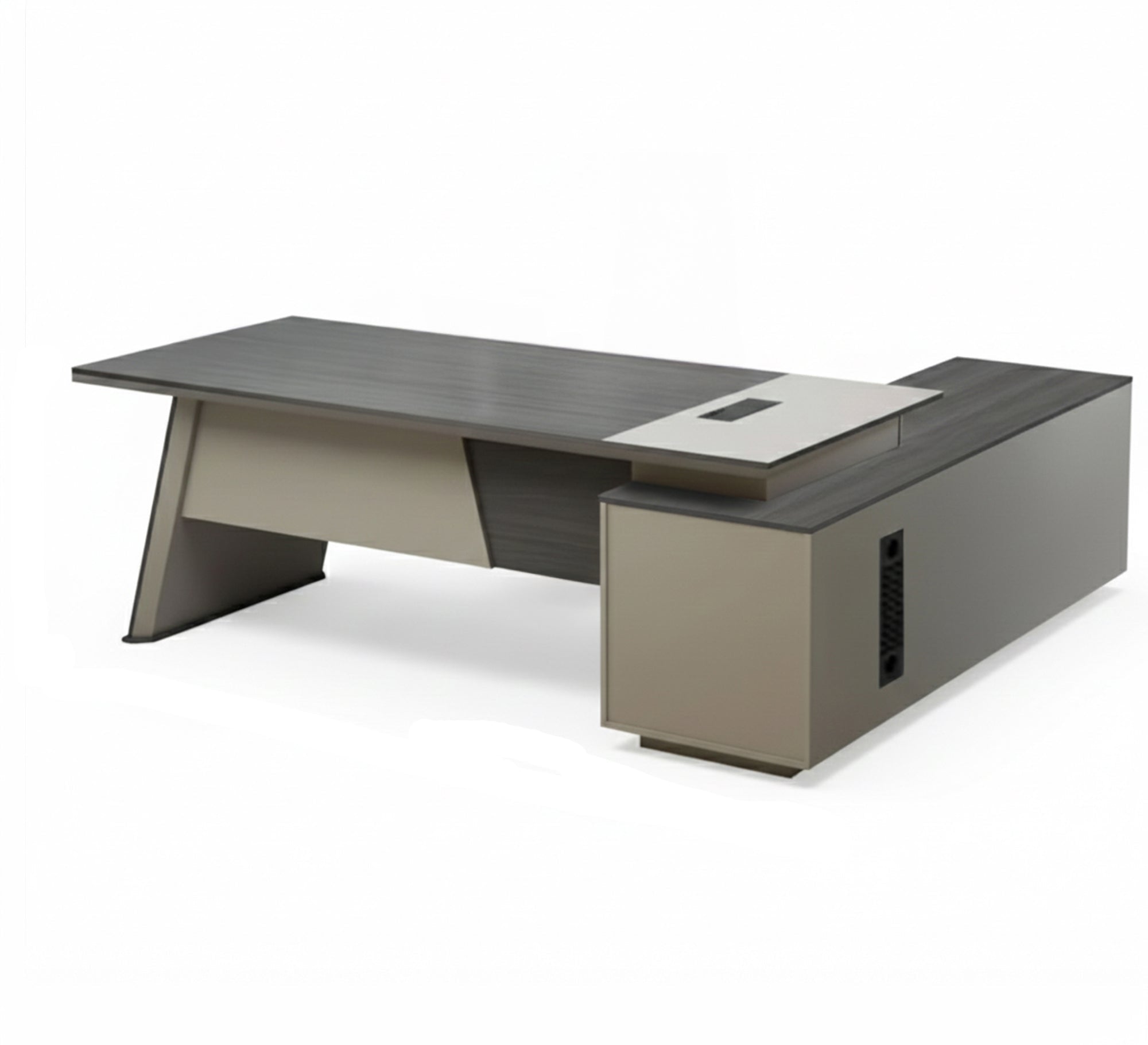 Modern Gray L - Shaped Desk with Side Unit - Vitrine Furniture - Furniture