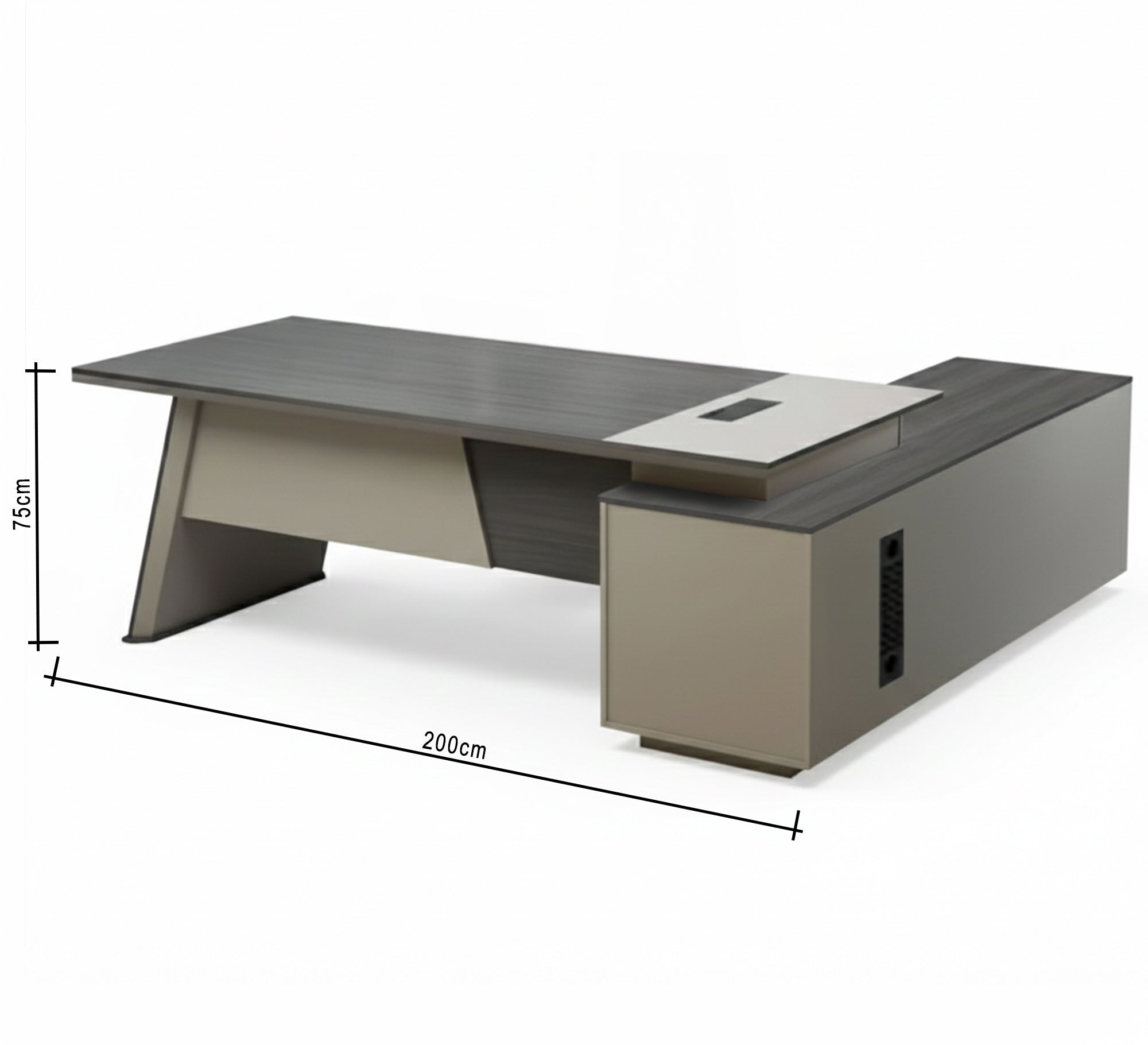 Modern Gray L - Shaped Desk with Side Unit - Vitrine Furniture - Furniture