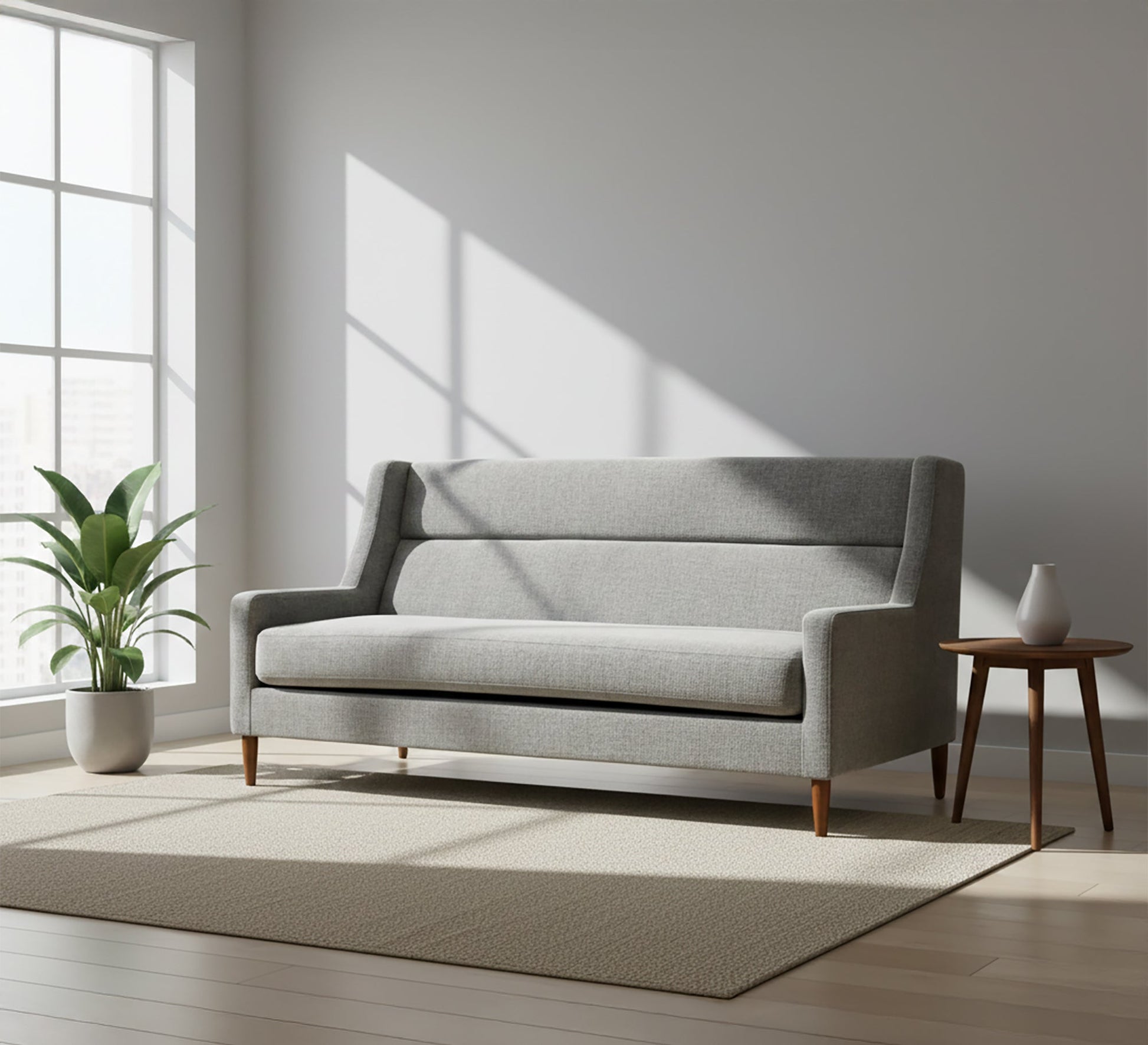 Modern gray sofa on wooden legs - Vitrine Furniture - Living room Sofas