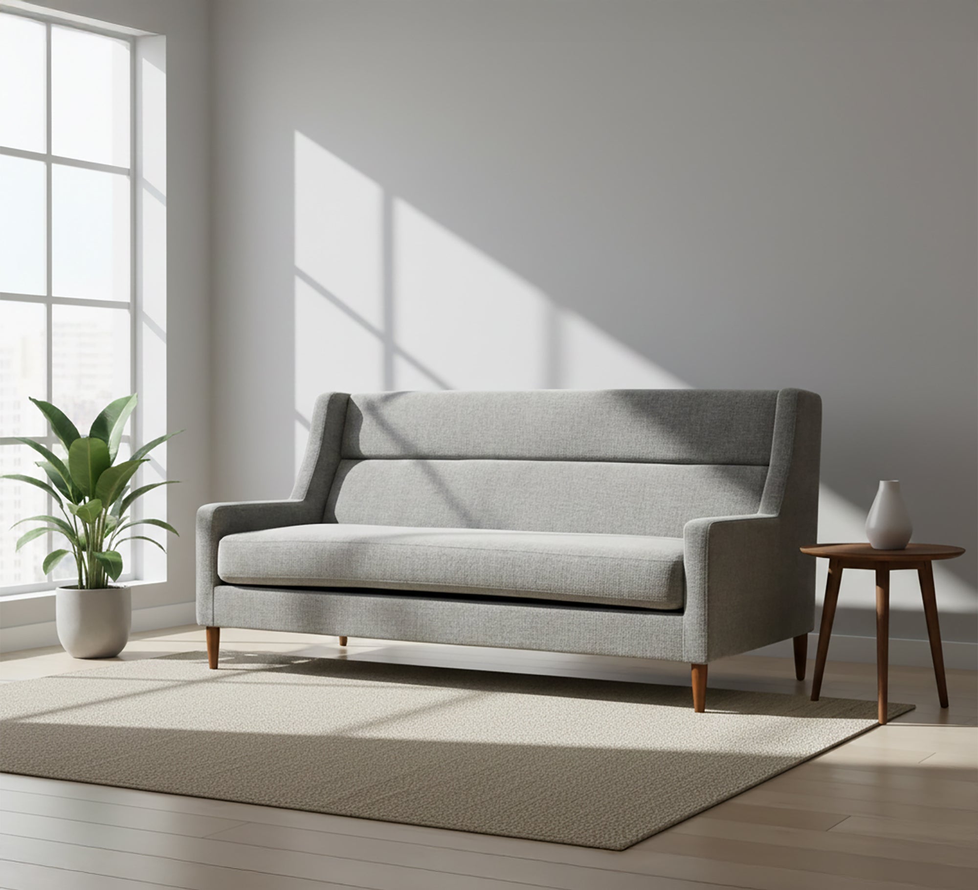 Modern gray sofa on wooden legs - Vitrine Furniture - Living room Sofas