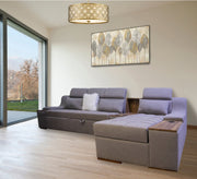 Modern Grey Corner with Built - In Wood Table - Vitrine Furniture - L - shape sofa set