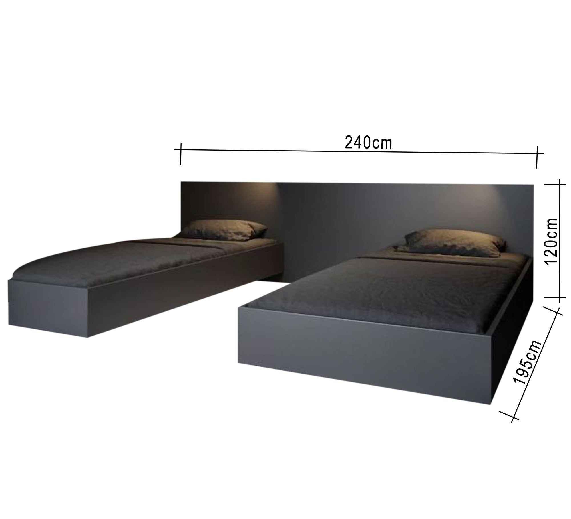 Modern Grey Hanging Simple Design Single Beds - Vitrine Furniture - Furniture