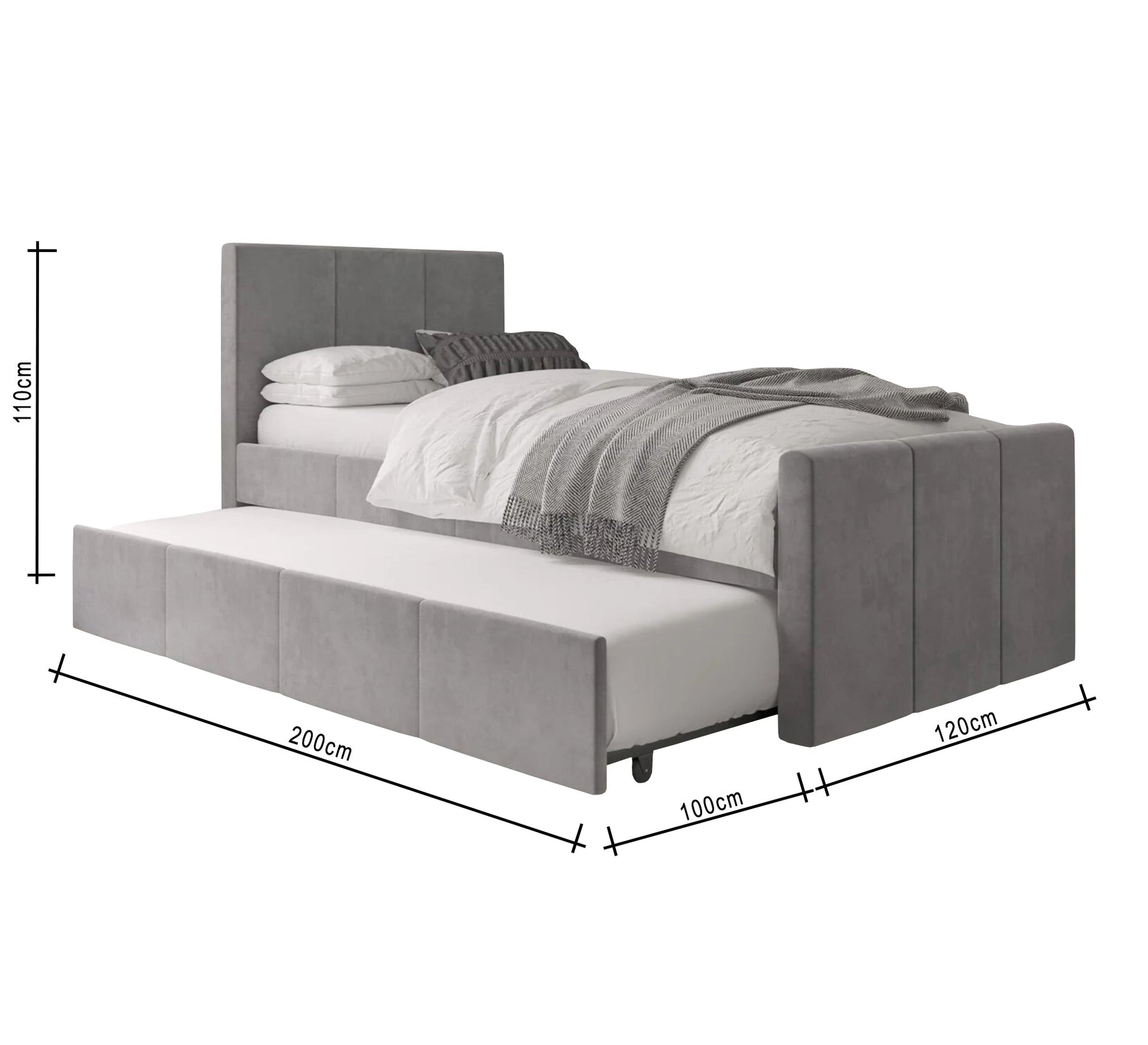 Modern Grey Twin Bed - Vitrine Furniture - Furniture
