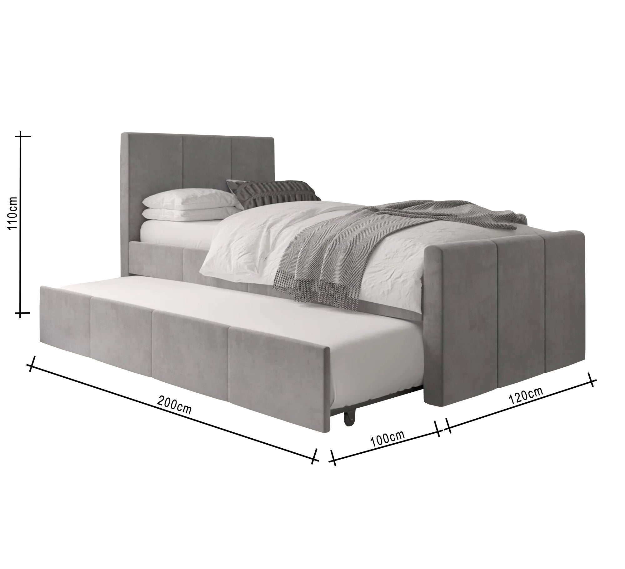 Modern Grey Twin Bed - Vitrine Furniture - Furniture