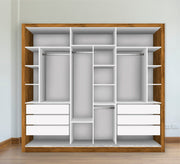 Modern Home Open Dresser: White, Honey Brown Finish - Vitrine Furniture - Furniture