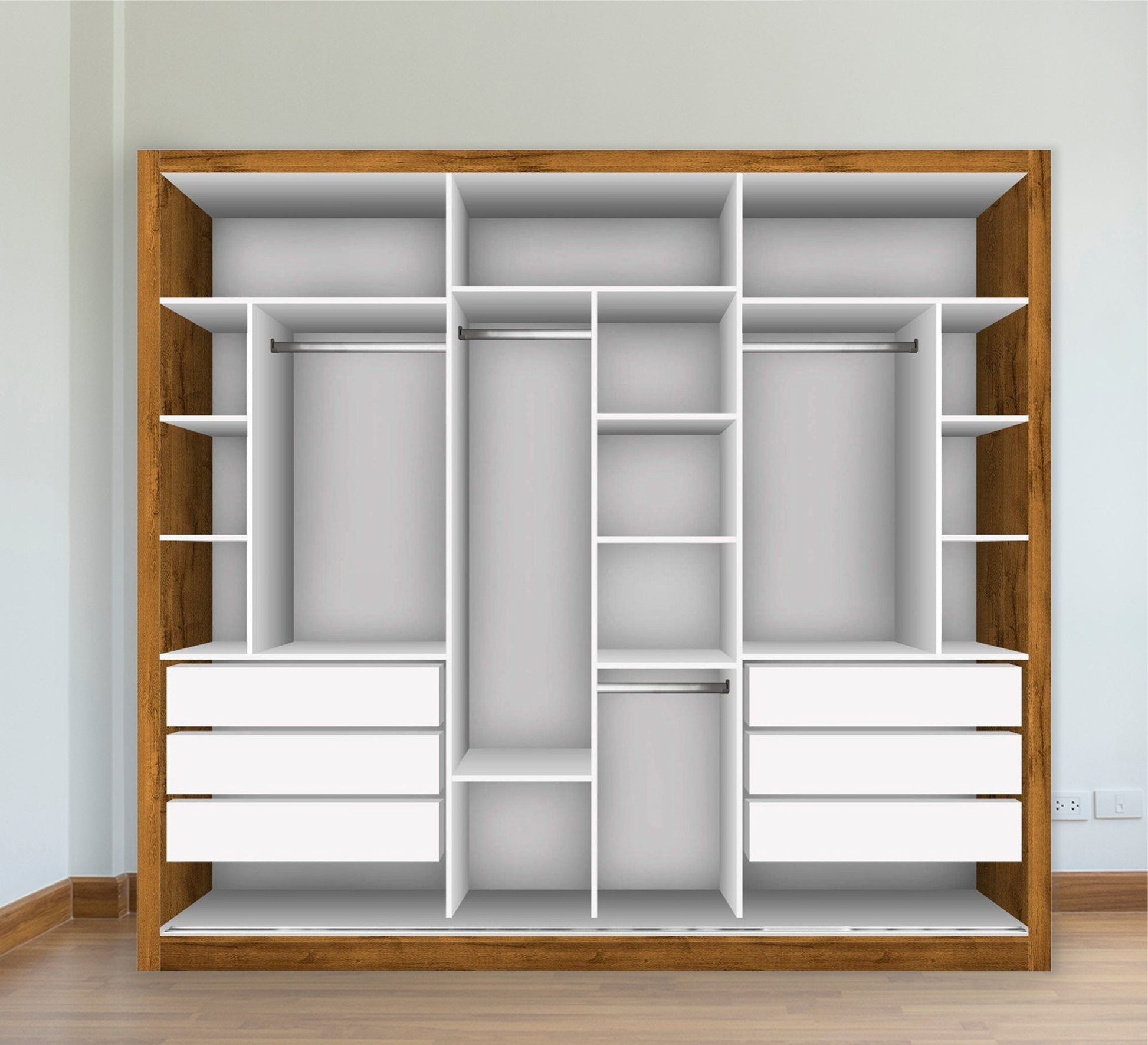 Modern Home Open Dresser: White, Honey Brown Finish - Vitrine Furniture - Furniture