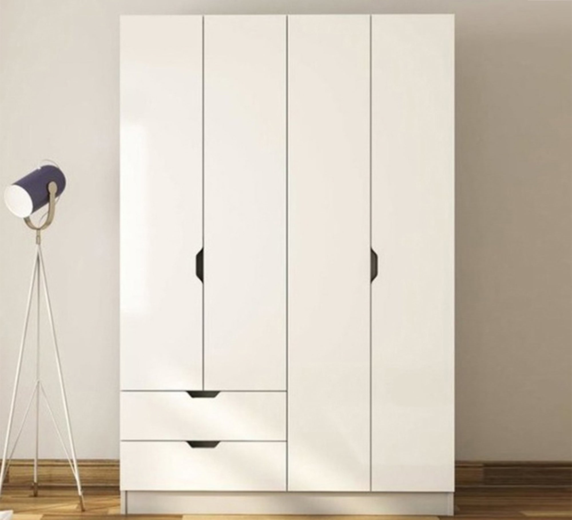 Modern Home White Dresser: 4 Doors, 2 Side Drawers - Vitrine Furniture - Furniture