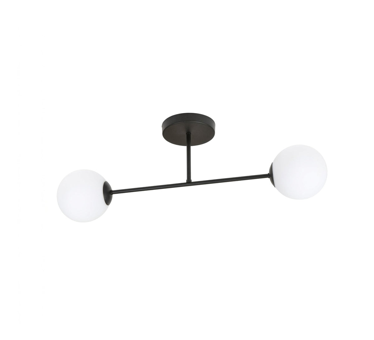 Modern horizontal chandelier with two glass globes - Vitrine Furniture - Ceiling lights