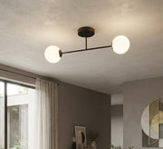 Modern horizontal chandelier with two glass globes - Vitrine Furniture - Ceiling lights