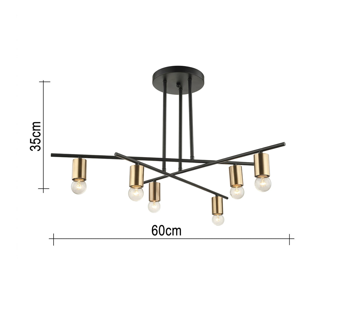 Modern, interconnected hexagonal ceiling chandelier in black and gold - Vitrine Furniture - Ceiling lights