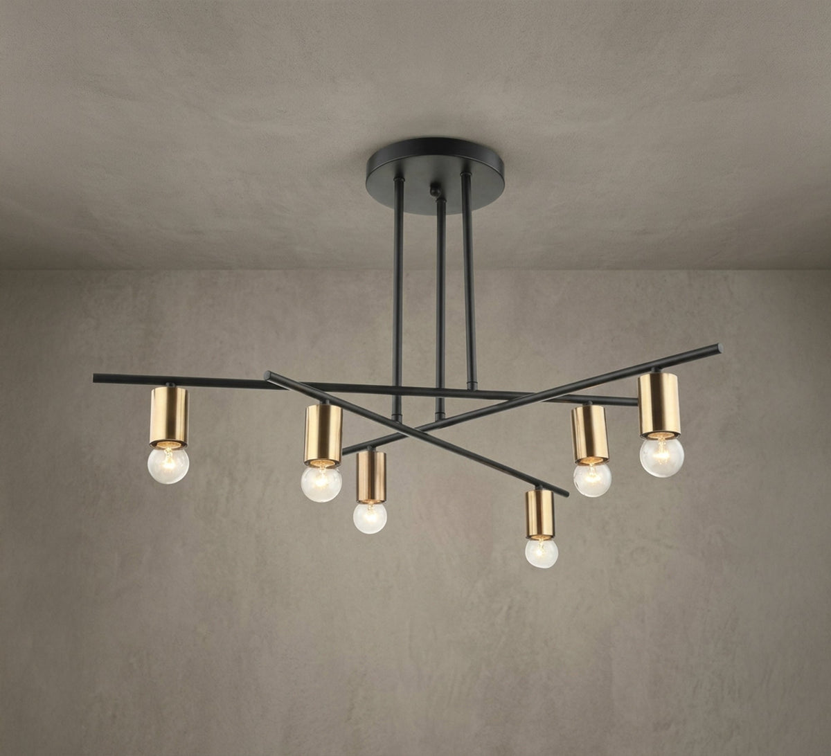 Modern, interconnected hexagonal ceiling chandelier in black and gold - Vitrine Furniture - Ceiling lights