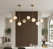 Modern linear 7-light ceiling chandelier with a gold frame - Vitrine Furniture - Ceiling lights