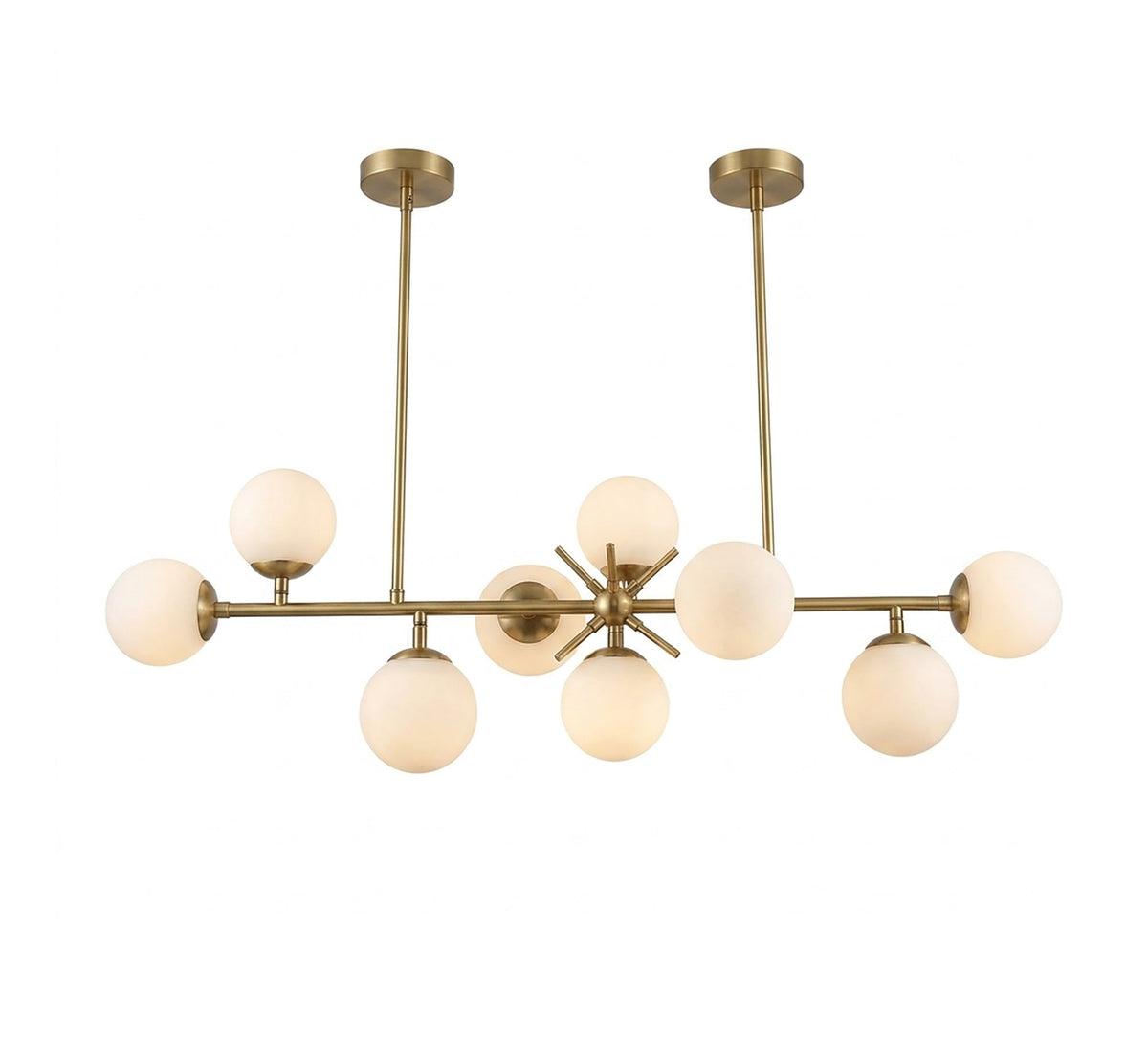 Modern linear 7-light ceiling chandelier with a gold frame - Vitrine Furniture - Ceiling lights