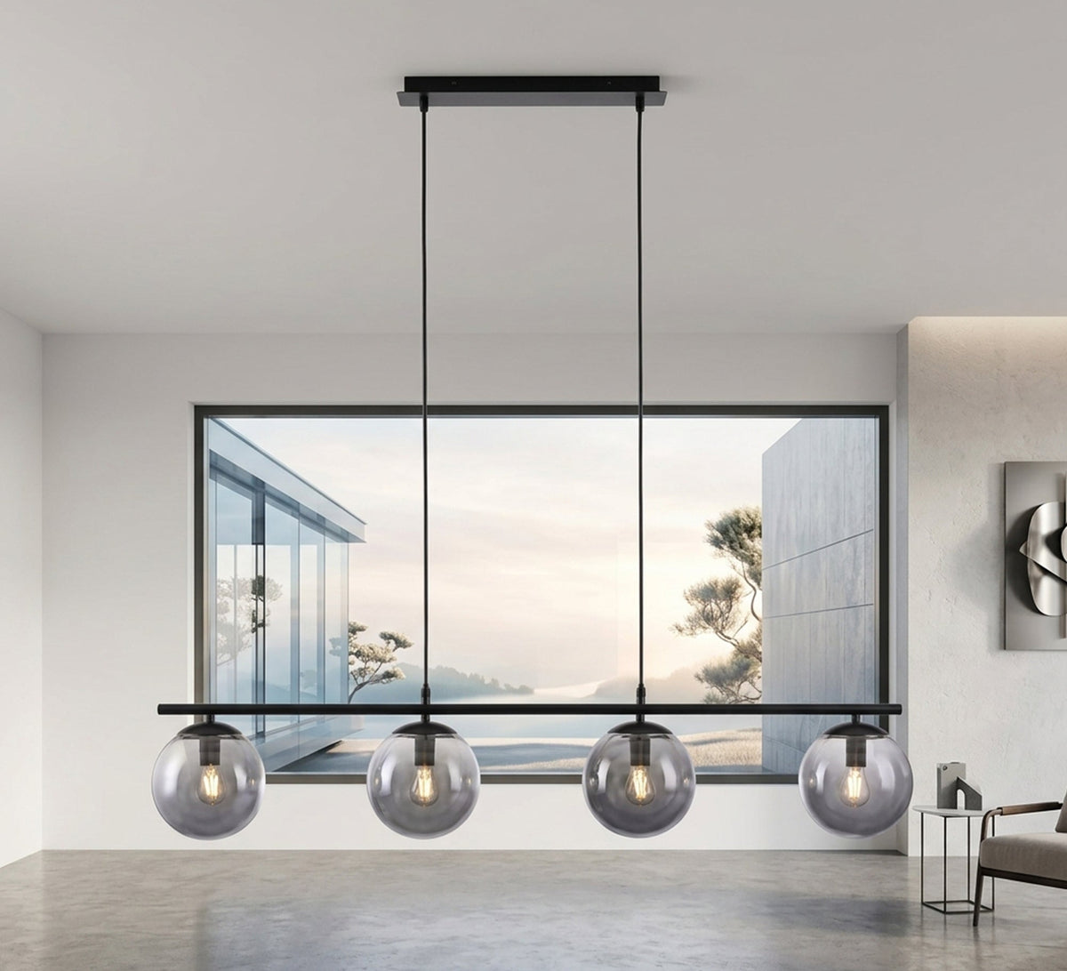 Modern linear ceiling chandelier (4-light) - Vitrine Furniture - Ceiling lights
