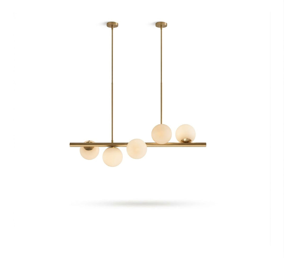 Modern linear ceiling chandelier (5-light) with a gold frame - Vitrine Furniture - Ceiling lights