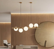 Modern linear ceiling chandelier (5-light) with a gold frame - Vitrine Furniture - Ceiling lights