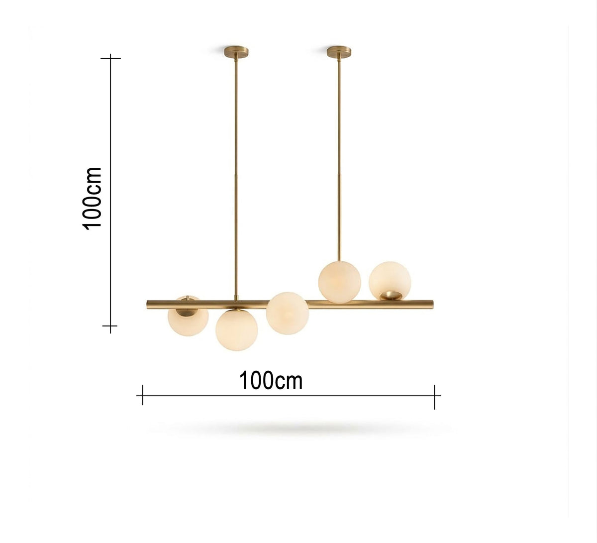 Modern linear ceiling chandelier (5-light) with a gold frame - Vitrine Furniture - Ceiling lights