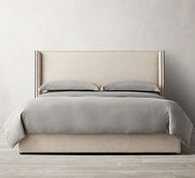 Modern linen bed with a high headboard - Vitrine Furniture - Furniture