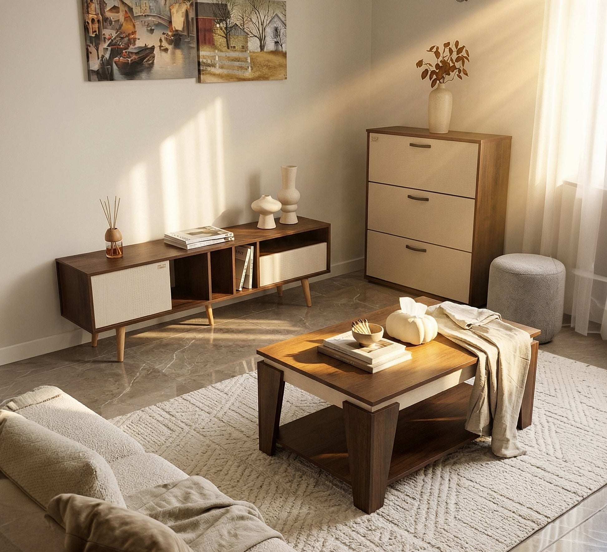 Modern living room furniture set - Vitrine Furniture - TV Table & Cabinet