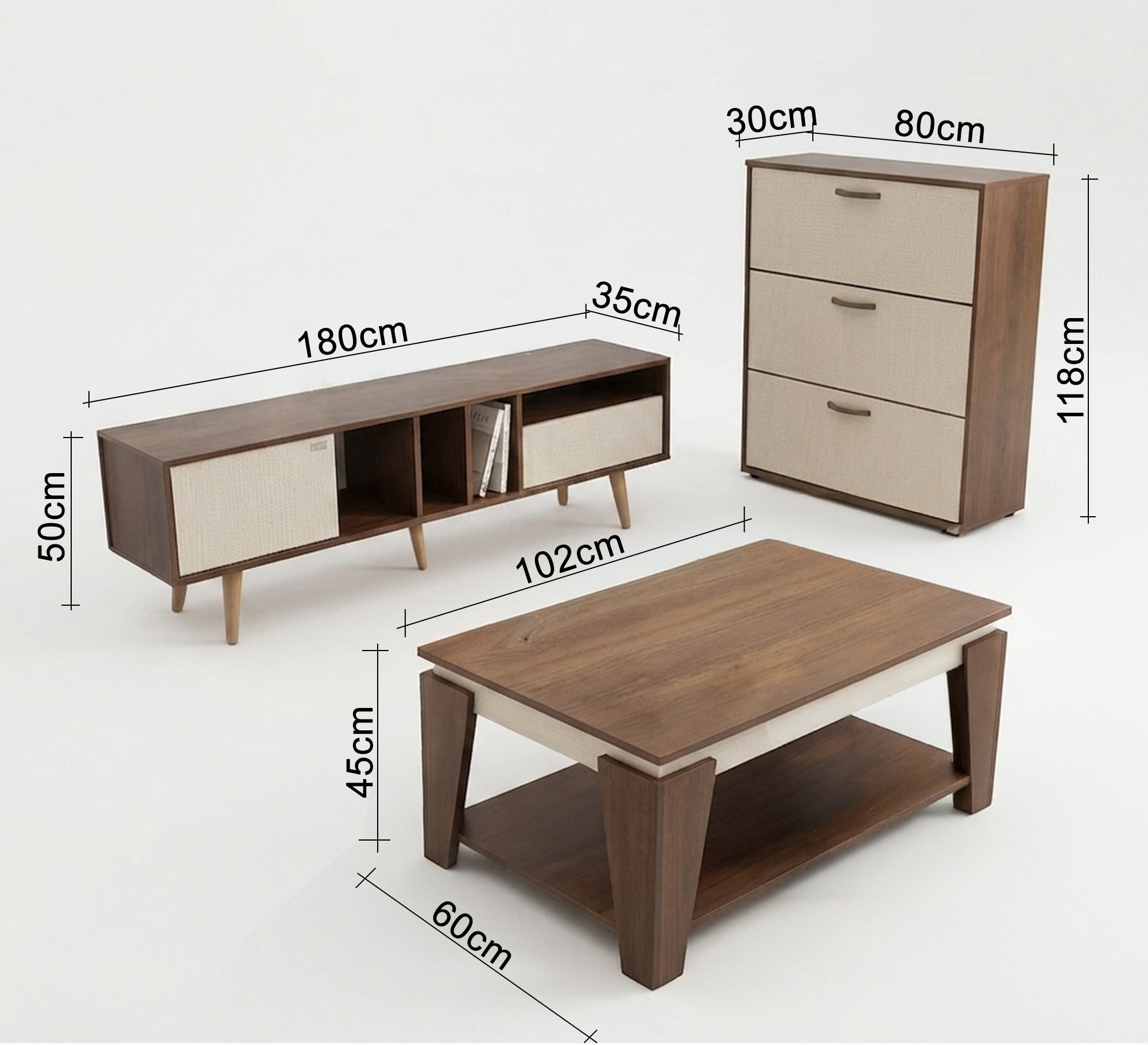 Modern living room furniture set - Vitrine Furniture - TV Table & Cabinet