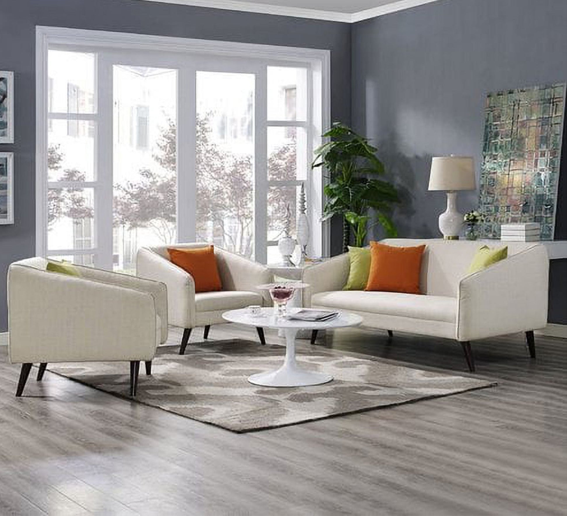 Modern living room in light beige - Vitrine Furniture - Furniture