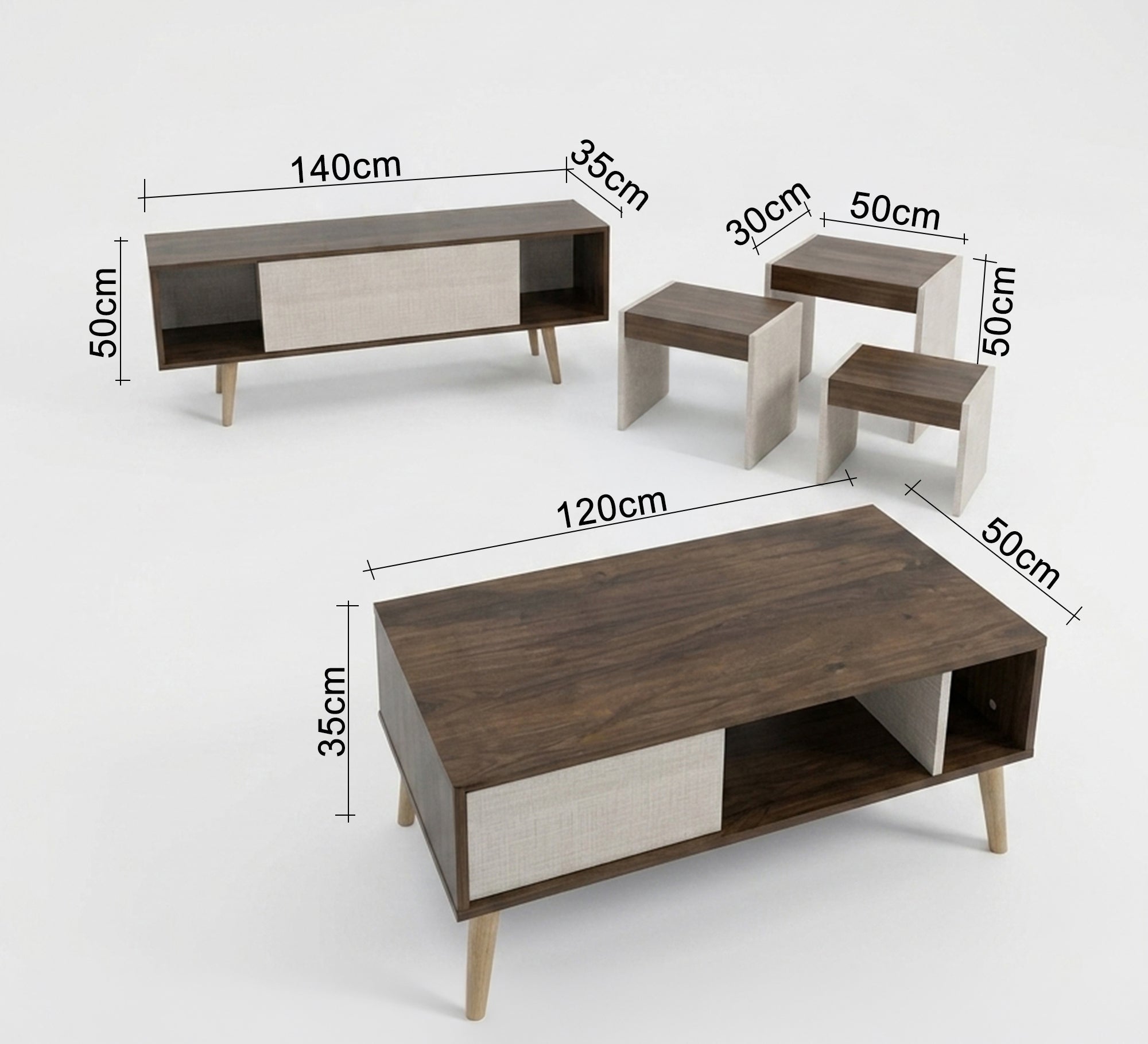 Modern living room table set - Vitrine Furniture - TV Table & Cabinet