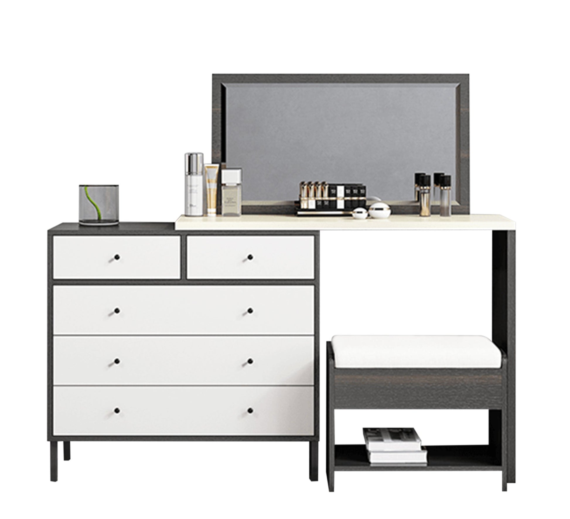 Modern Makeup Vanities - Sleek White & Gray Design - Vitrine Furniture - Furniture