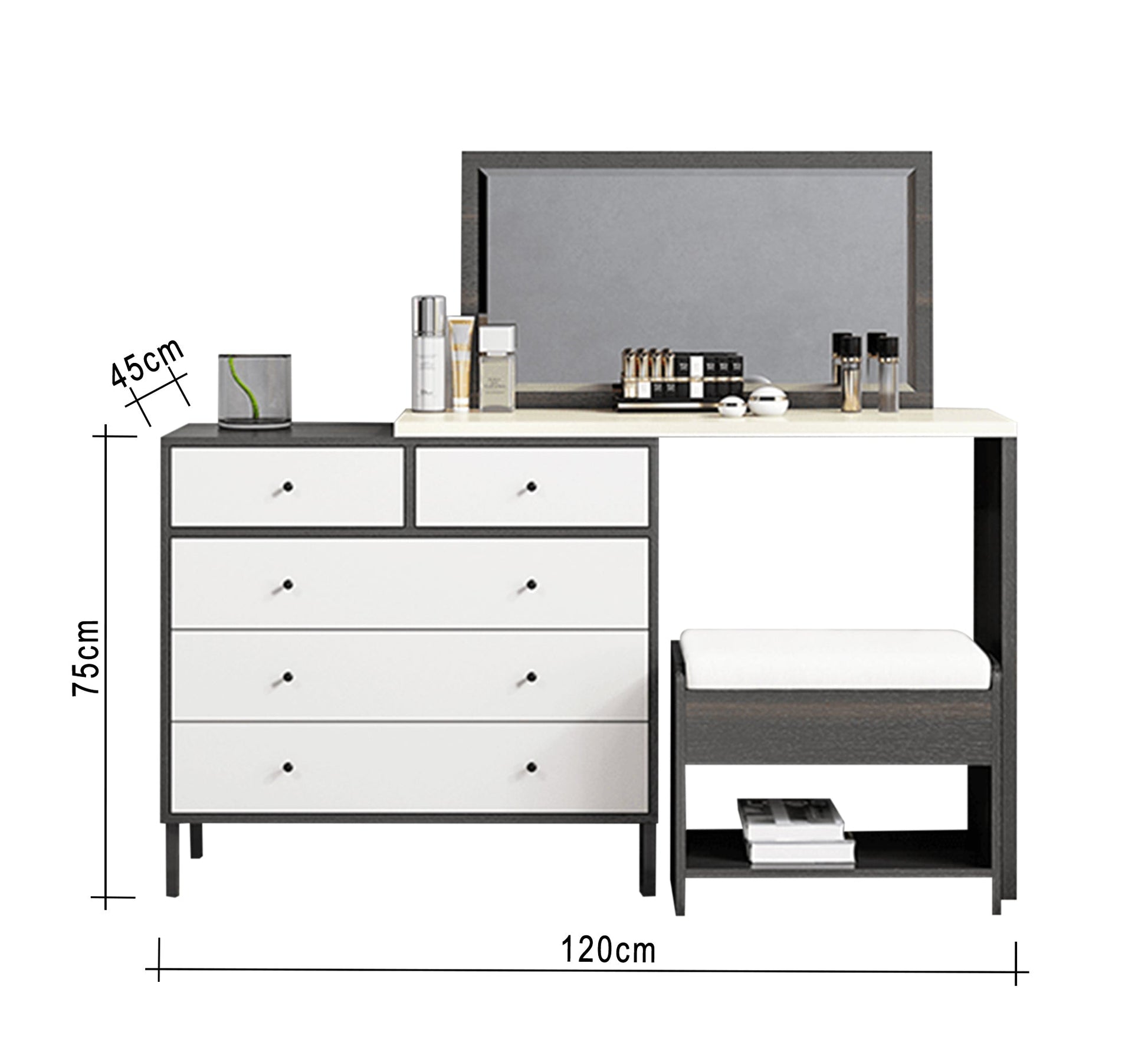 Modern Makeup Vanities - Sleek White & Gray Design - Vitrine Furniture - Furniture