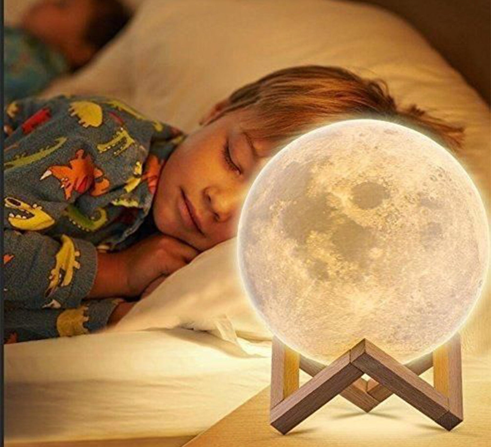 Modern metal moon lamp wood and glass - Vitrine Furniture - Lighting