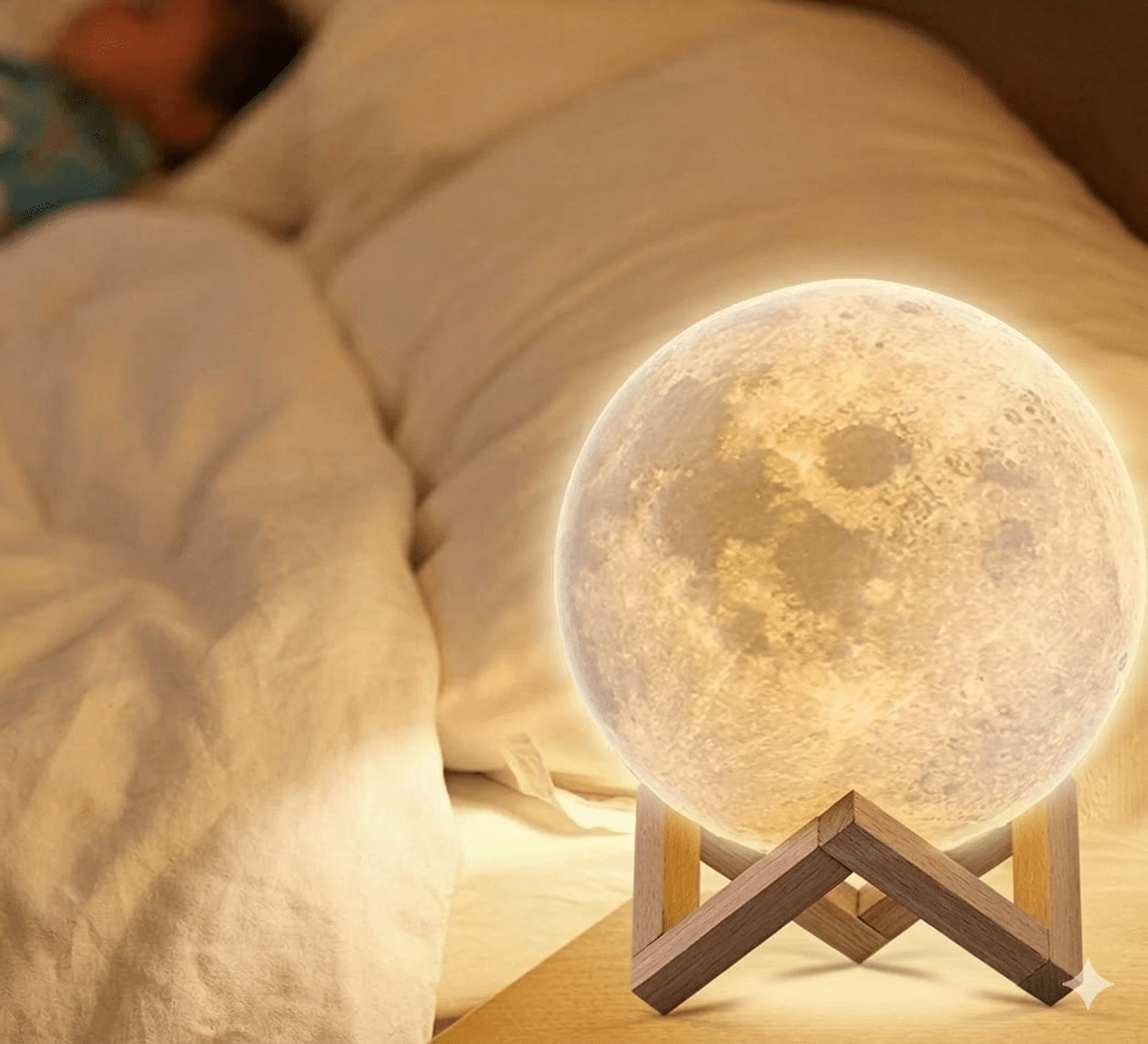 Modern metal moon lamp wood and glass - Vitrine Furniture - Table lamps