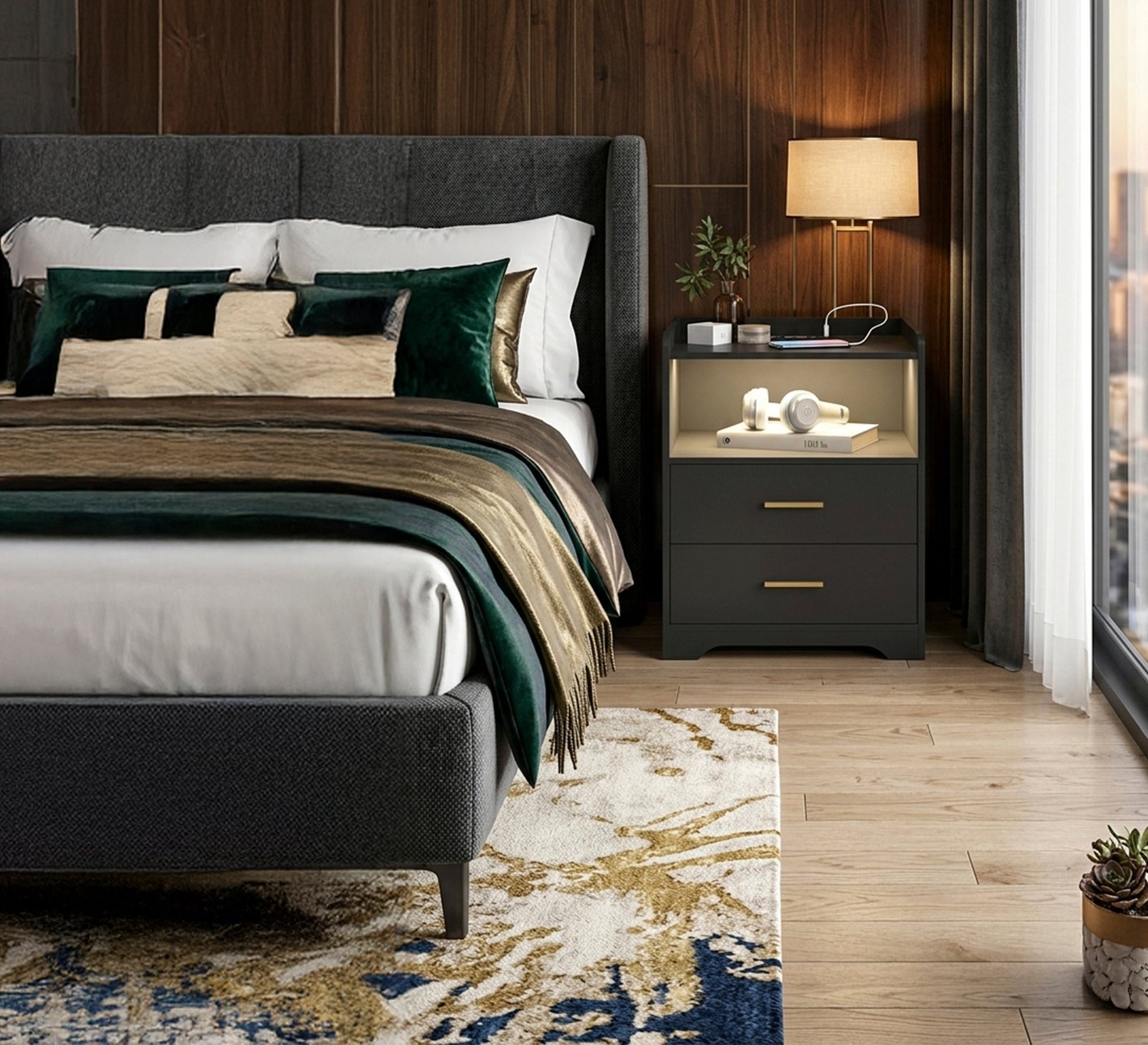 Modern nightstand with a regal touch - Vitrine Furniture - Nightstand